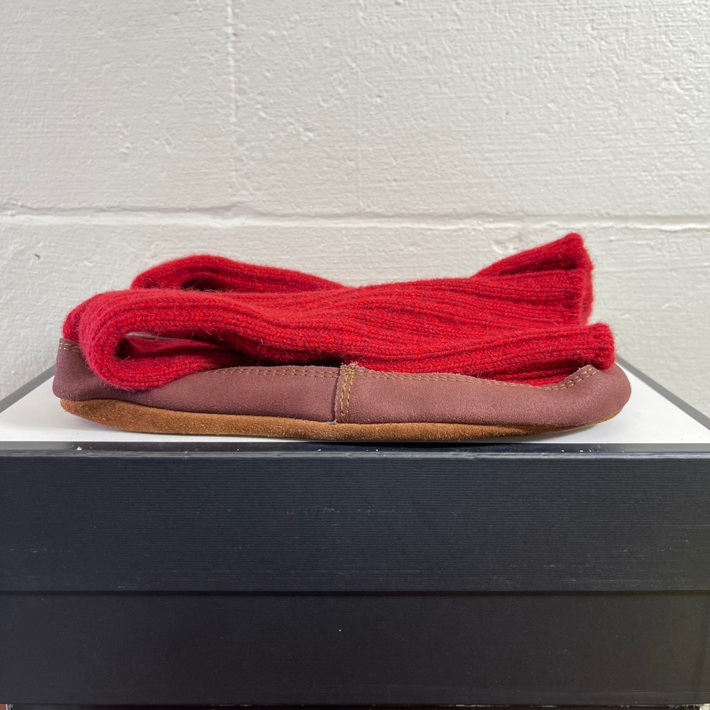 Acorn Slipper Socks Burgundy Red Wool‎ Pull On Unisex Women's 8-9 Men's 6-7